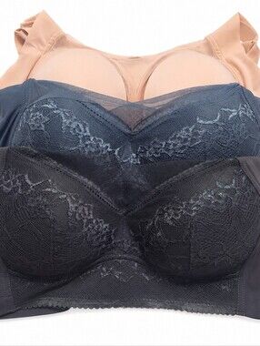NWT ZenChic 3-Pack Wireless Full Coverage Lace Bras Size XL